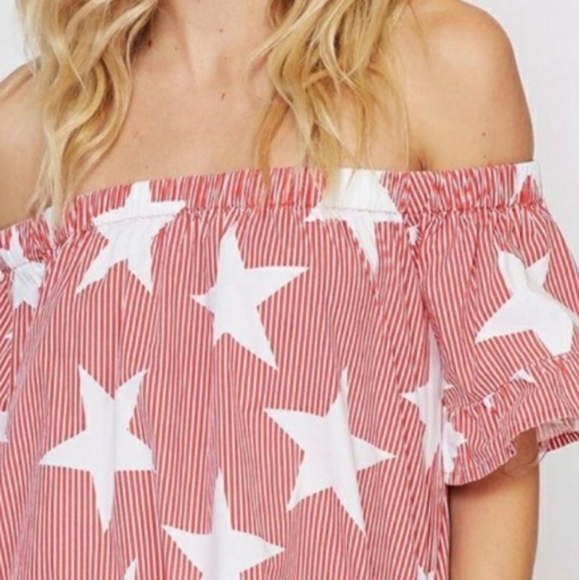 Star Printed Off Shoulder Dress - Picture 6 of 7